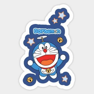 doraemon fly with stars Sticker